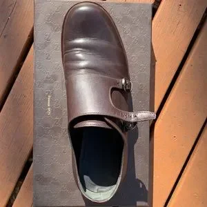 Gucci | Shoes | Gucci Brown Leather Double Buckle Monk Strap  display picture 1